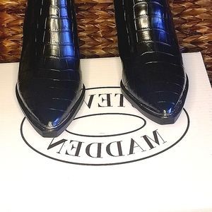 Steve Madden black crocodile mules